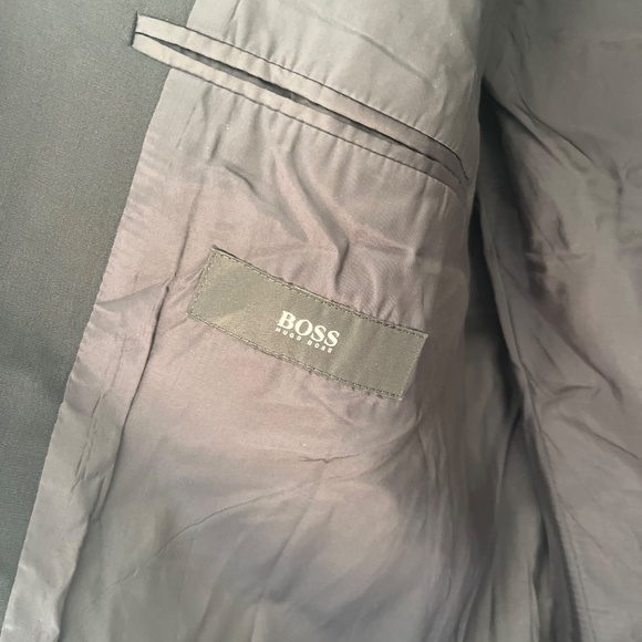 Hugo Boss Sz 40R Black Virgin Wool Blazer Suit Pockets has a FLAW - Picture 4 of 14